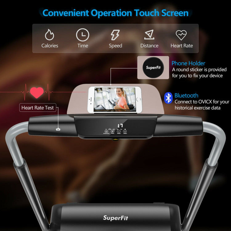 Compact Folding Treadmill with Touch Screen APP Control-BlackCostway Gallery View 11 of 12