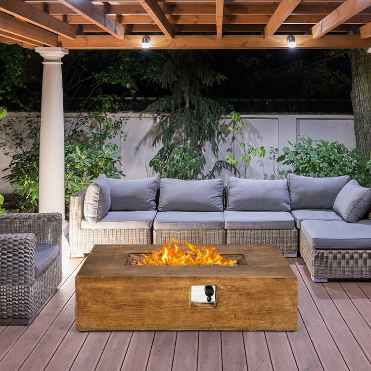 48 x 27 Inch Outdoor Gas Fire Pit Table 50,000 BTU with Lava Rocks and CoverCostway Gallery View 7 of 10