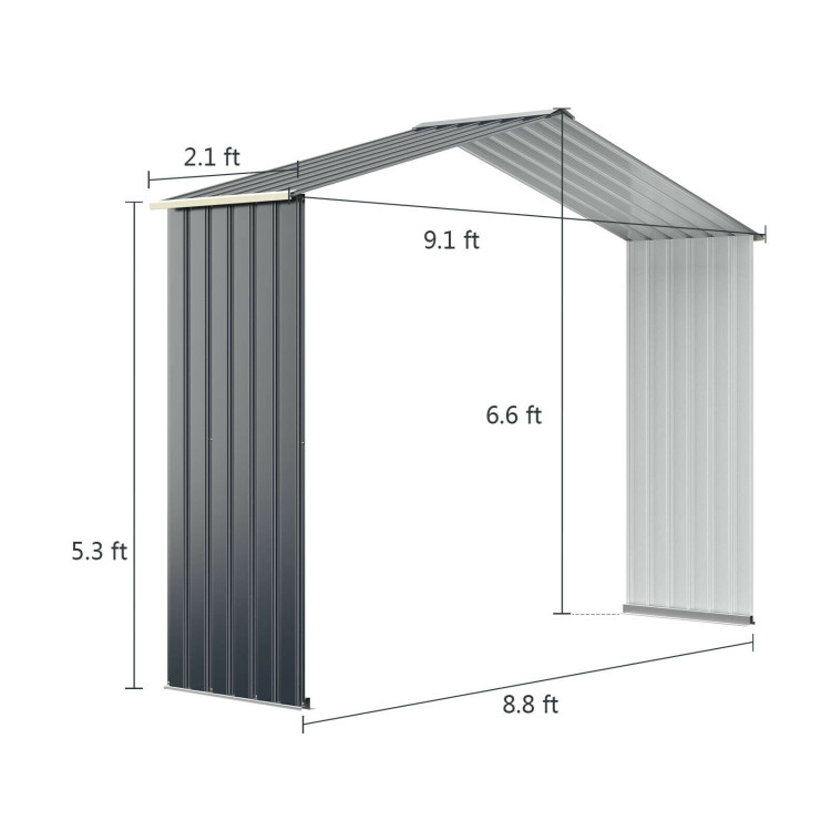 Outdoor Storage Shed Extension Kit-GrayCostway Gallery View 4 of 5
