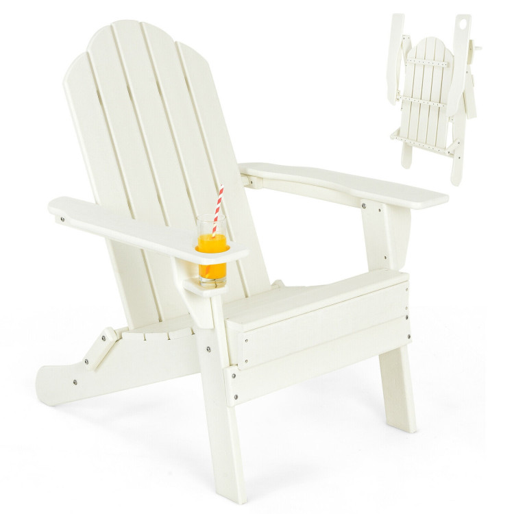 Weather Resistant Patio Chair with Built-in Cup Holder-WhiteCostway Gallery View 3 of 10