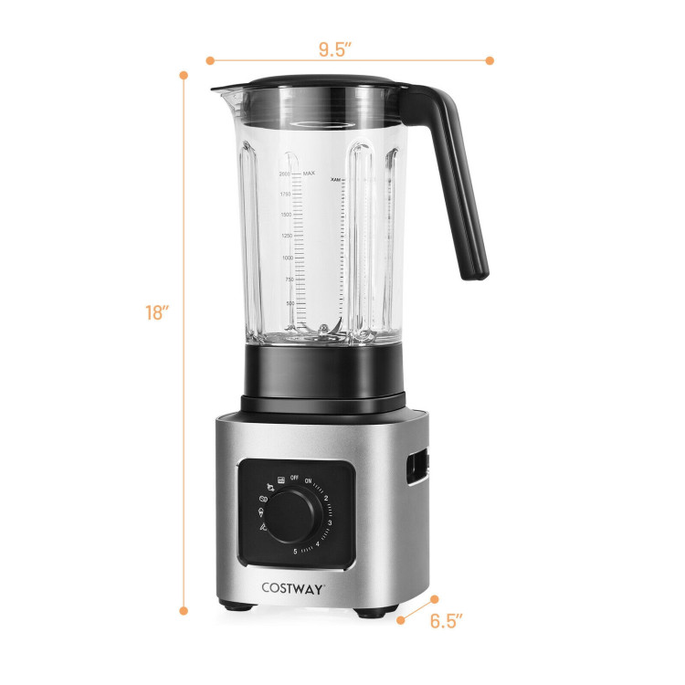 1500W 5-Speed Countertop Smoothie Blender with 5 Presets and 68oz Tritan Jar-SilverCostway Gallery View 5 of 10