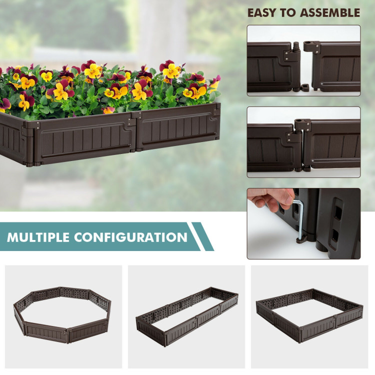 4 x 4 Feet Raised Garden Bed Kit Outdoor Planter Box with Open Bottom Design-BrownCostway Gallery View 9 of 9