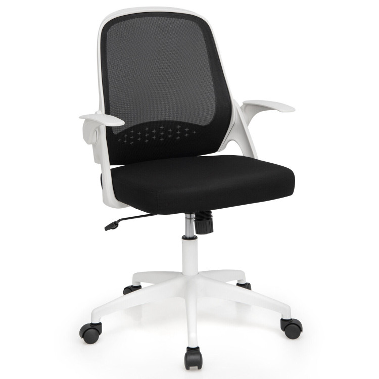 Adjustable Mesh Office Chair Rolling Computer Desk Chair with Flip-up Armrest-WhiteCostway Gallery View 1 of 11