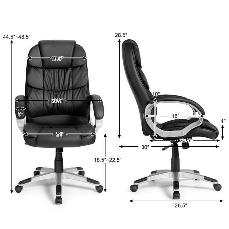 Ergonomic Office High Back Leather Adjustable Chair -BlackCostway Gallery View 5 of 10