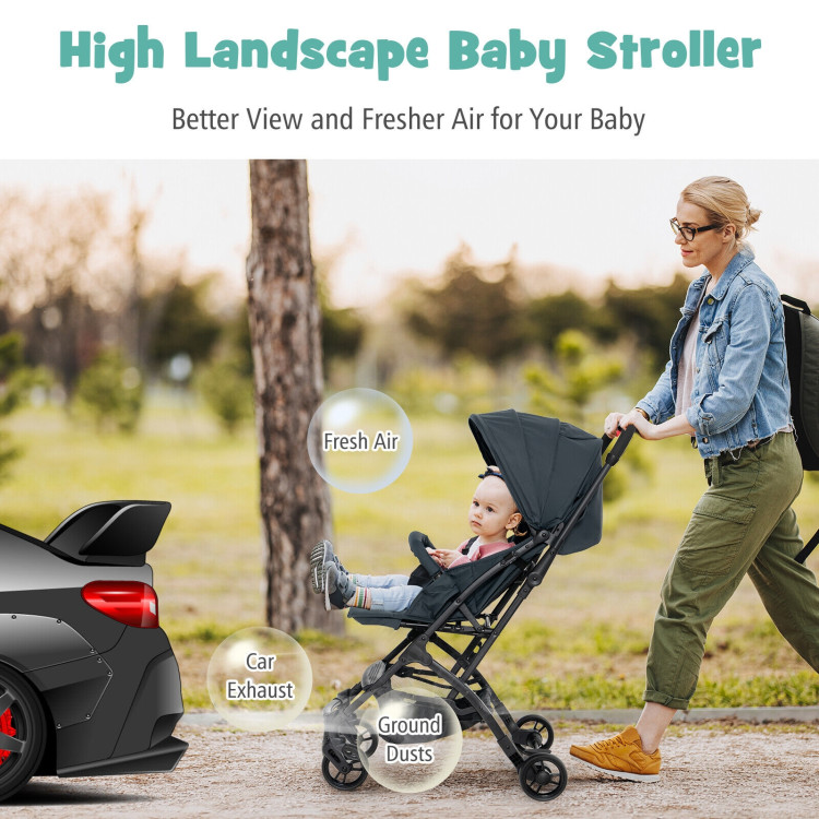 Lightweight Baby Stroller with One-Hand Quick Folding-BlackCostway Gallery View 7 of 11