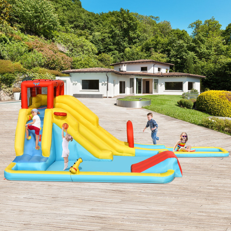 Inflatable Dual Slide Water Park Climbing Bouncer with 735W Air BlowerCostway Gallery View 8 of 12