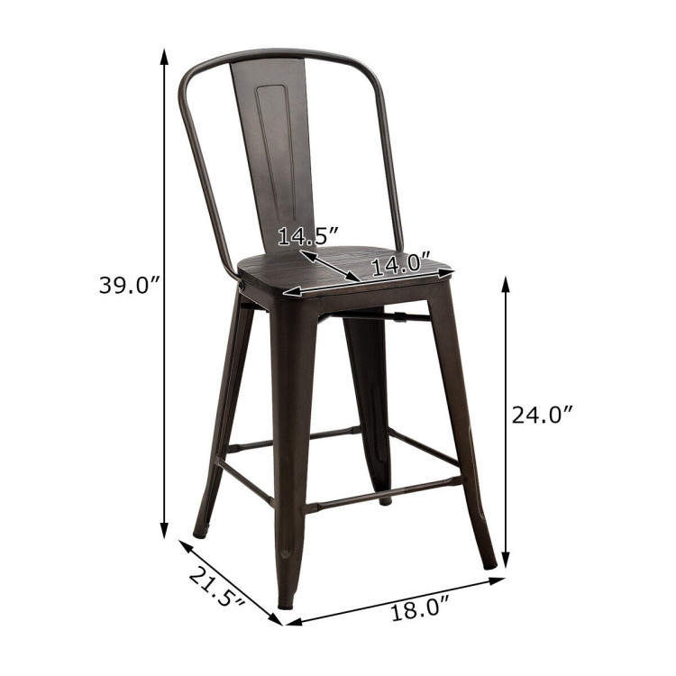 Set of 4 Industrial Metal Counter Stool Dining Chairs with Removable Backrests-GunCostway Gallery View 4 of 12