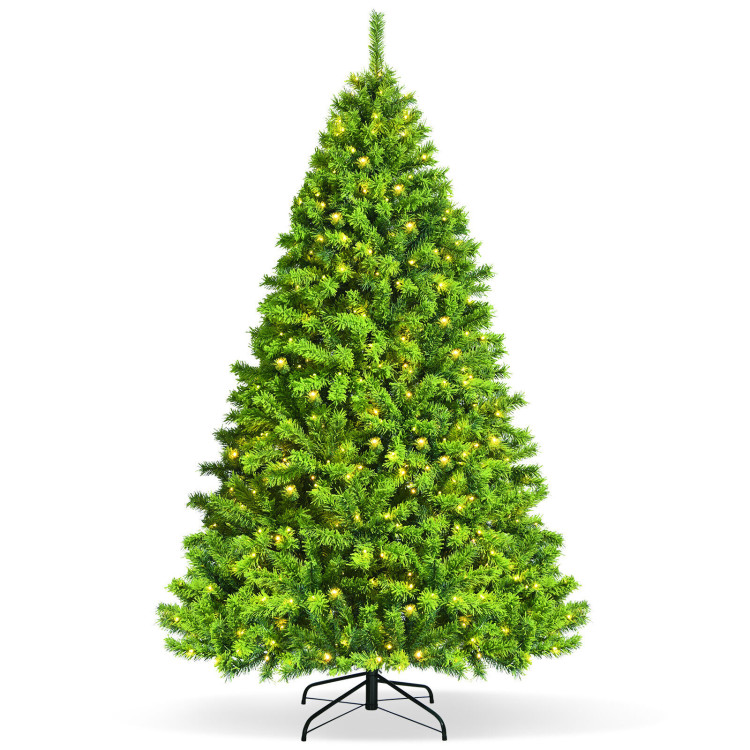 7.5 Feet Pre-Lit Hinged Christmas Tree Green Flocked with 1404 Tips and 530 LED LightsCostway Gallery View 10 of 12