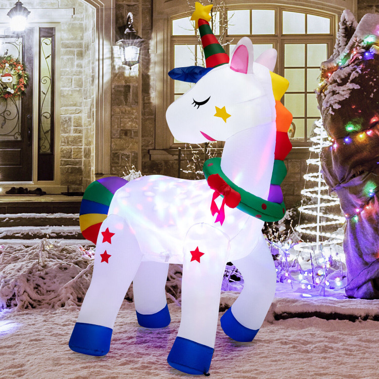 6 Feet Inflatable Unicorn Decoration with RainbowCostway Gallery View 8 of 10