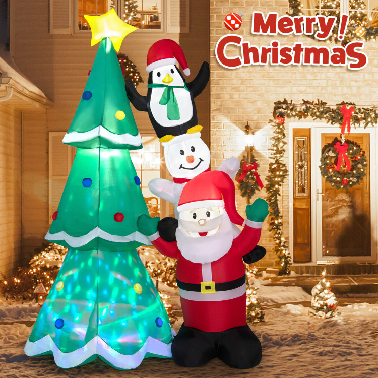 8.7 Feet Inflatable Christmas Tree with Santa Claus and Snowman and Penguin Blow-upCostway Gallery View 2 of 10