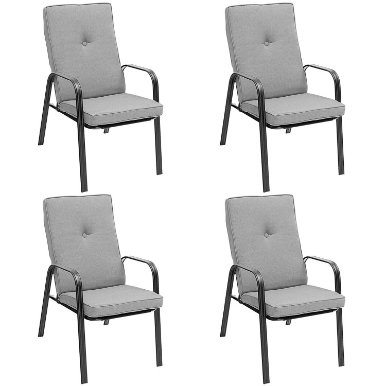 4 Patio Dining Stackable Chairs Set with High-Back CushionsCostway Gallery View 1 of 8