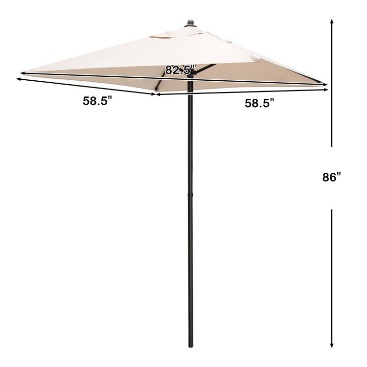 5 Feet Patio Square Market Table Umbrella Shelter with 4 Sturdy RibsCostway Gallery View 4 of 8