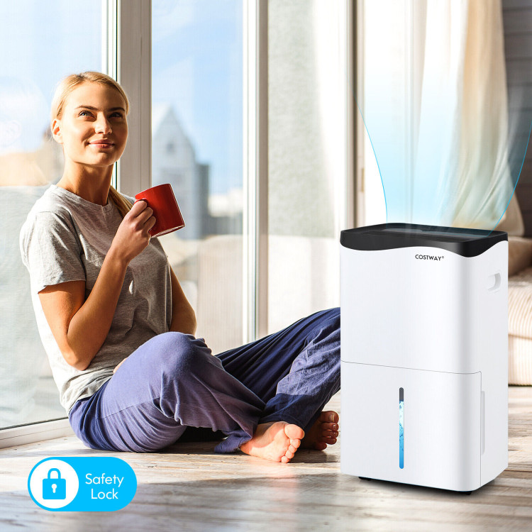 100-Pint Dehumidifier with Smart App and Alexa Control for Home and Basements-WhiteCostway Gallery View 2 of 10
