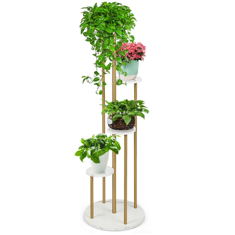 4-Tier 48.5 Inch Metal Plant Stand-WhiteCostway Gallery View 8 of 11