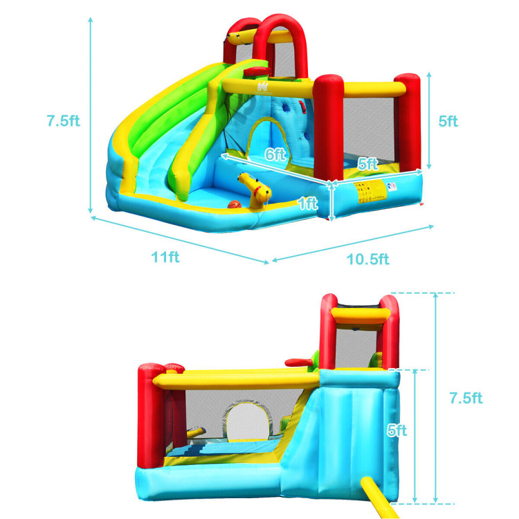 6-in-1 Inflatable Bounce House with Climbing Wall and Basketball Hoop without BlowerCostway Gallery View 4 of 14