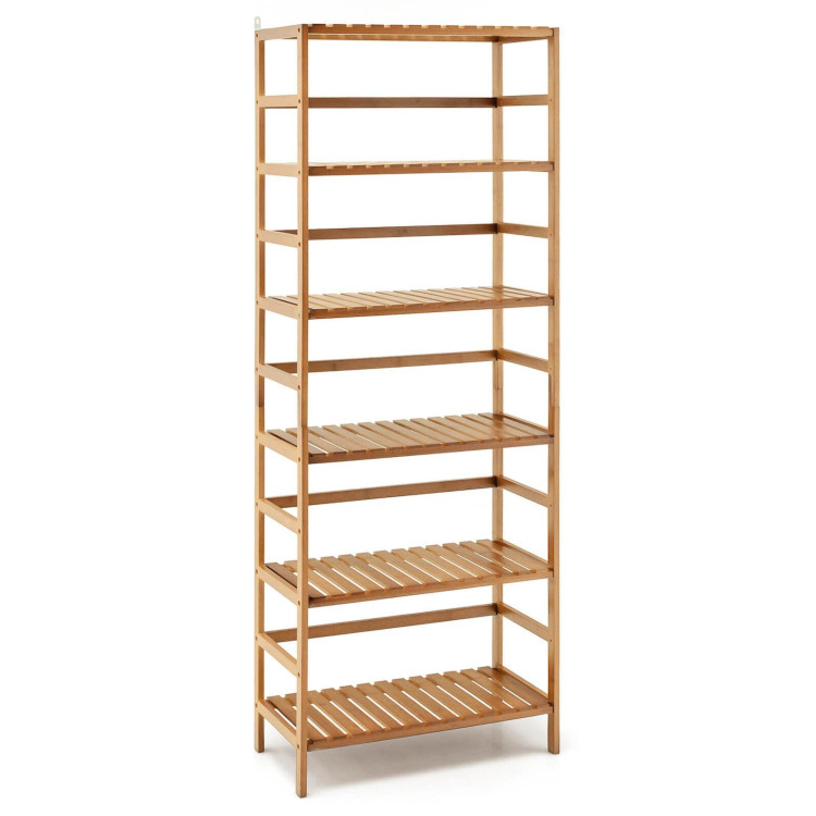 6-Tier Bamboo Bookshelf with Adjustable Shelves-NaturalCostway Gallery View 1 of 10