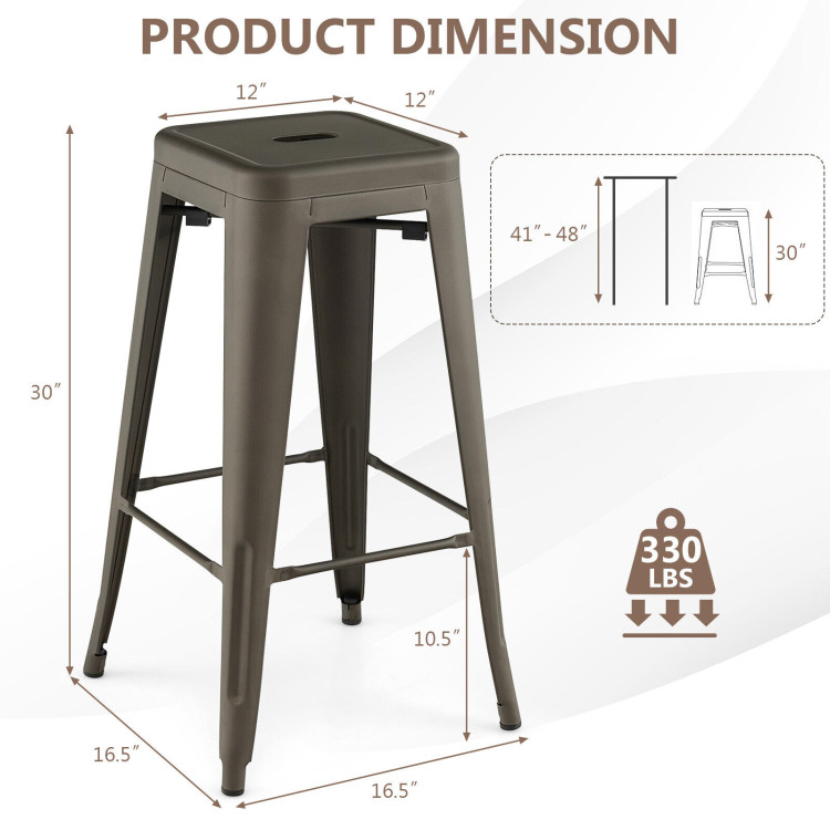 30 Inch Bar Stools Set of 4 with Square Seat and Handling Hole-GunCostway Gallery View 4 of 10