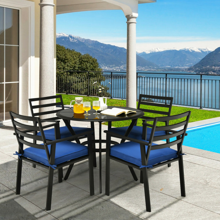 5 Pieces Outdoor Patio Dining Chair Table Set with CushionsCostway Gallery View 6 of 13