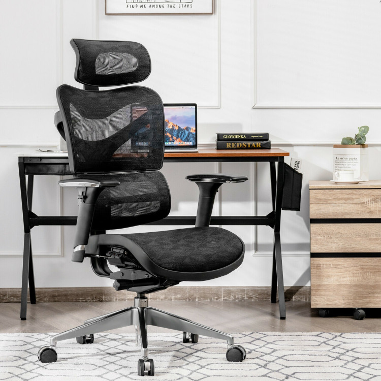 Ergonomic Mesh Adjustable High Back Office Chair with Lumbar Support-BlackCostway Gallery View 1 of 12