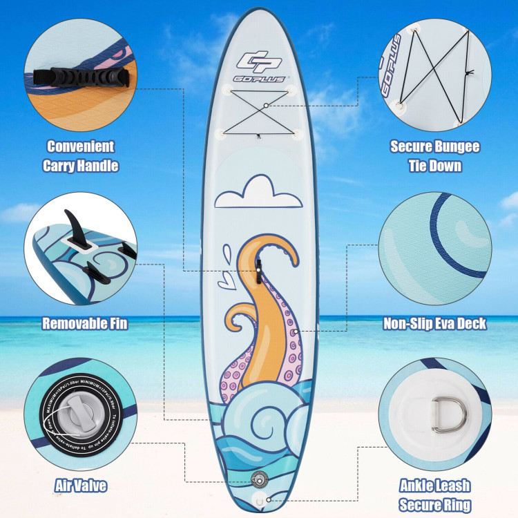 10.5 ft Inflatable Stand Up Paddle Board Surfboard with Aluminum Paddle Pump-10.5 ftCostway Gallery View 5 of 12