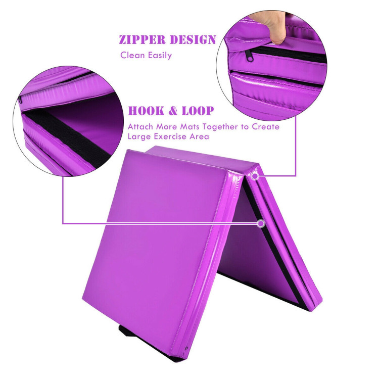 6 x 2 Feet Gymnastic Mat with Carrying Handles for Yoga-PurpleCostway Gallery View 9 of 10