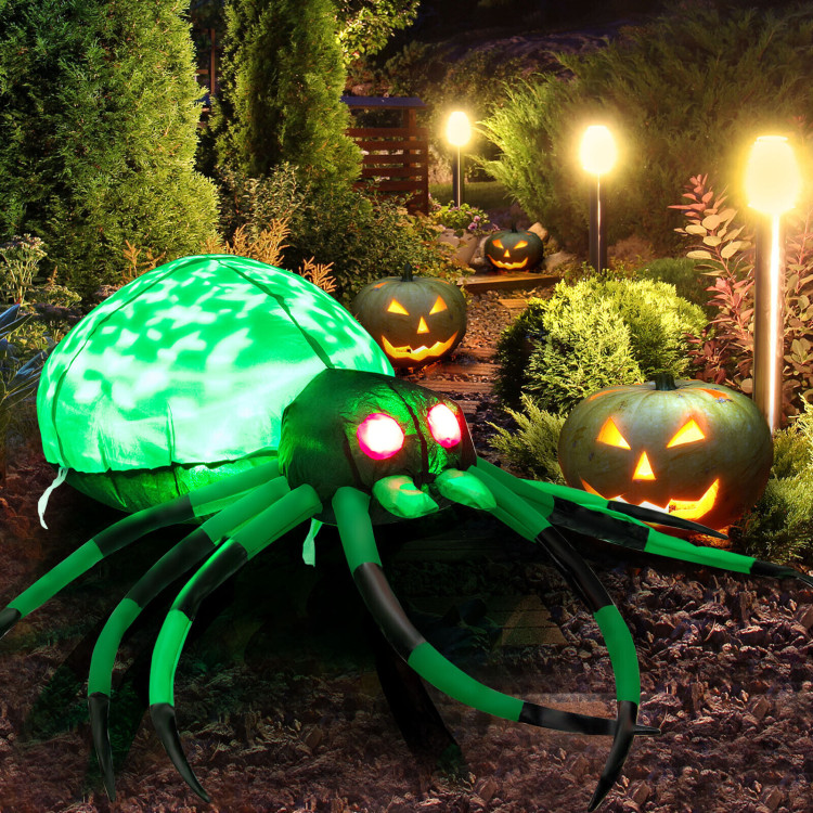 5 Feet Long Halloween Inflatable Creepy Spider with Cobweb and LEDsCostway Gallery View 2 of 10
