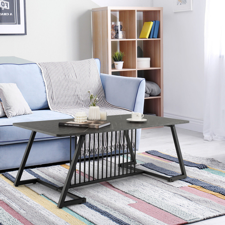 48 Inch Modern Style Coffee Table with Spacious Tabletop for Living Room-BlackCostway Gallery View 7 of 10