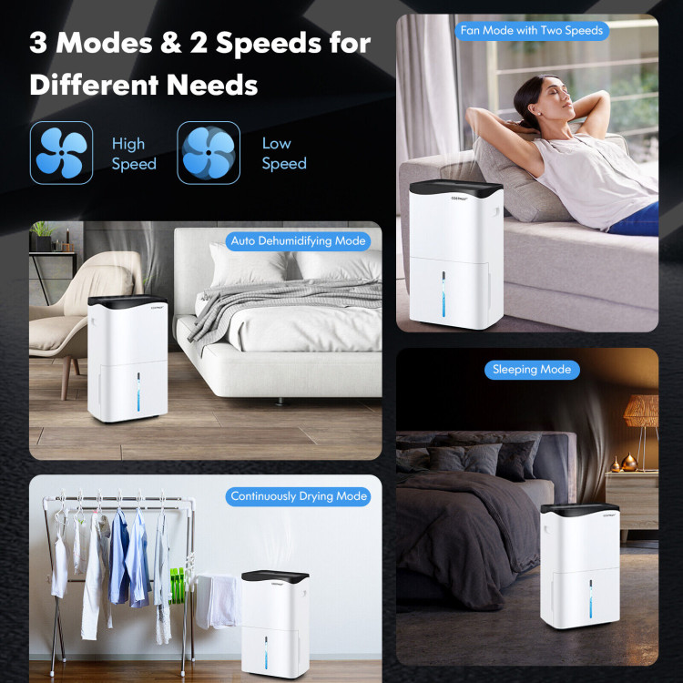 100-Pint Dehumidifier with Smart App and Alexa Control for Home and Basements-WhiteCostway Gallery View 8 of 10