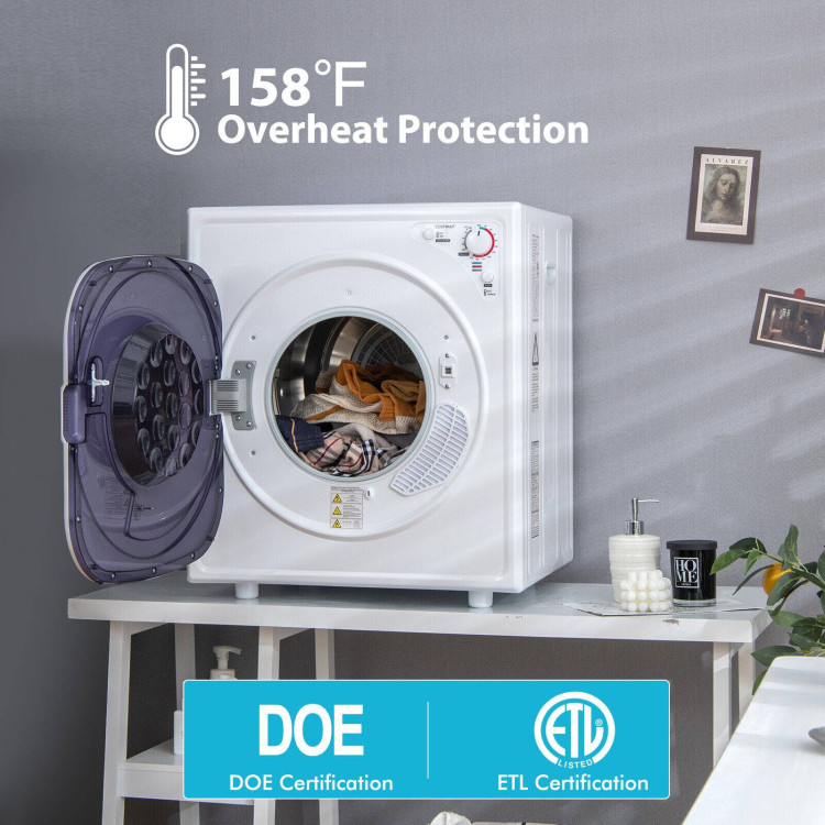 1500W Compact Laundry Dryer with Touch Panel-WhiteCostway Gallery View 6 of 11