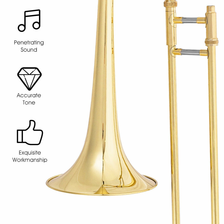 B Flat Trombone Golden Brass with MouthpieceCostway Gallery View 9 of 12