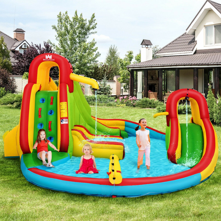 Kid's Inflatable Water Slide Bounce House with Climbing Wall and Pool Without BlowerCostway Gallery View 6 of 13