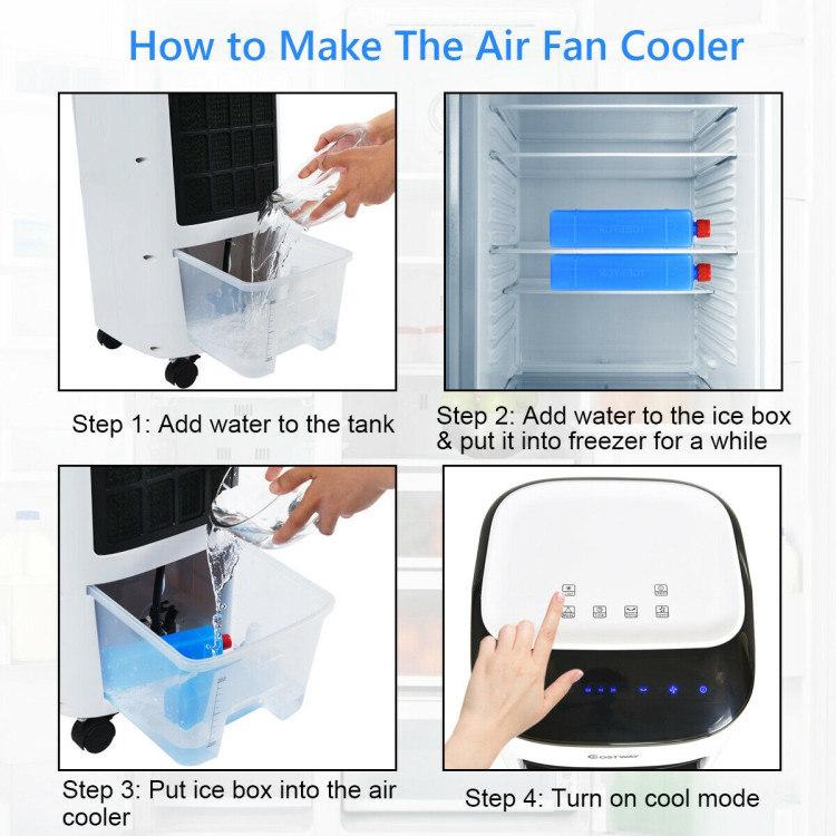 Evaporative Portable Air Cooler Fan Humidifier with Remote Control for Home and OfficeCostway Gallery View 9 of 13