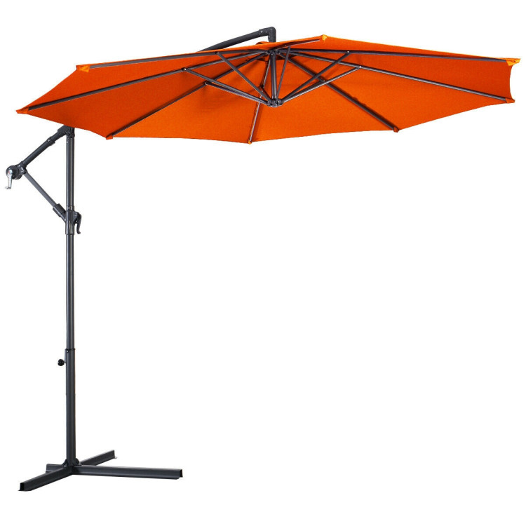 10 Feet Patio Outdoor Sunshade Hanging Umbrella without Weight Base-OrangeCostway Gallery View 1 of 10