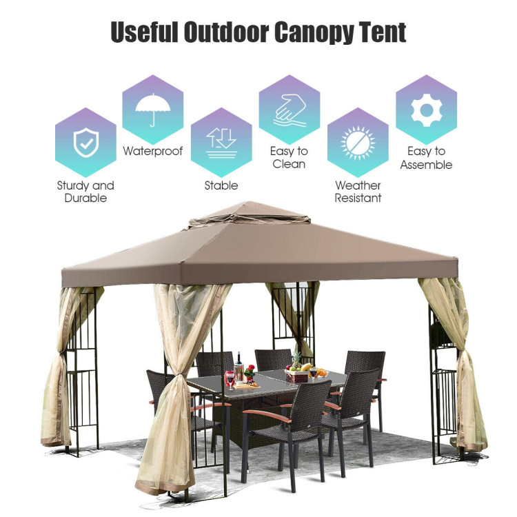 10 Feet x 10 Feet Awning Patio Screw-free Structure Canopy TentCostway Gallery View 2 of 10