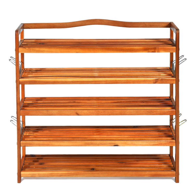 5-Tier Wood Large Shoe Rack Holds up 12-18 PairsCostway Gallery View 2 of 3