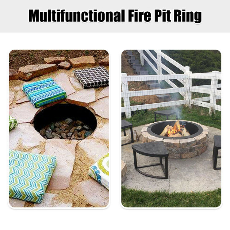 36 inch Round Steel Fire Pit Ring Line for Outdoor BackyardCostway Gallery View 3 of 10