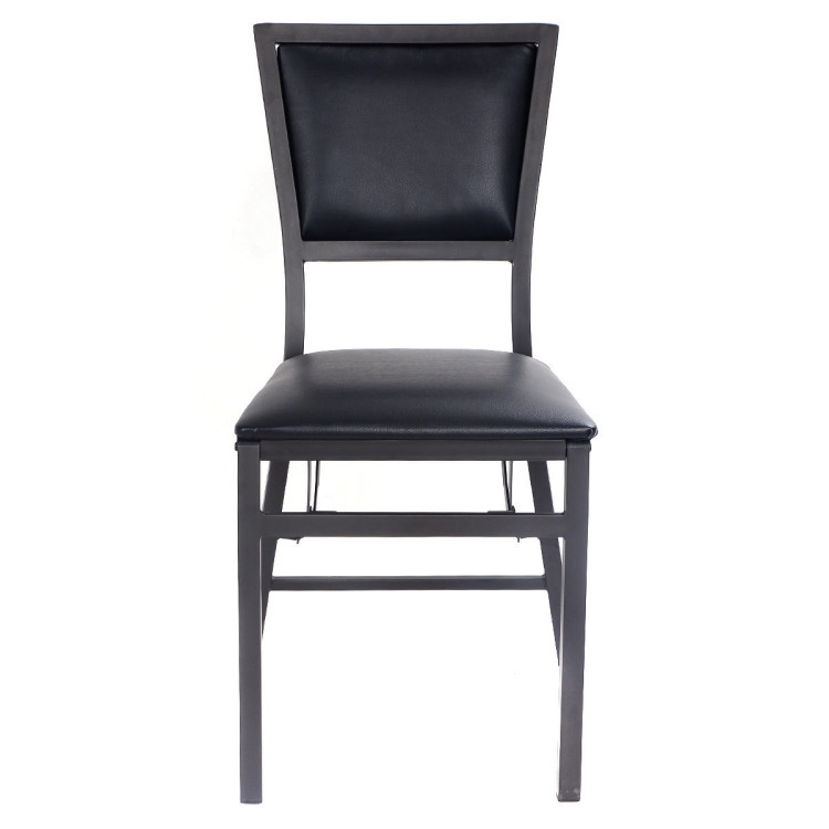 Set of 2 Metal Folding Dining Chair with Padded Seats for Small RoomCostway Gallery View 8 of 14