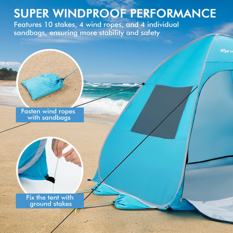 Automatic Pop-up Beach Tent with Carrying Bag-BlueCostway Gallery View 8 of 11