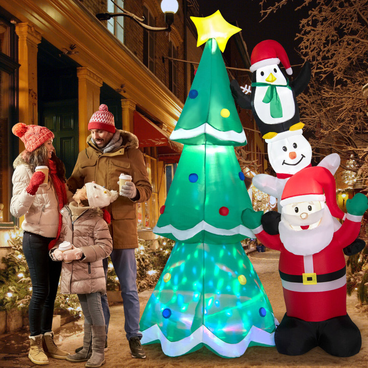 8.7 Feet Inflatable Christmas Tree with Santa Claus and Snowman and Penguin Blow-upCostway Gallery View 7 of 10