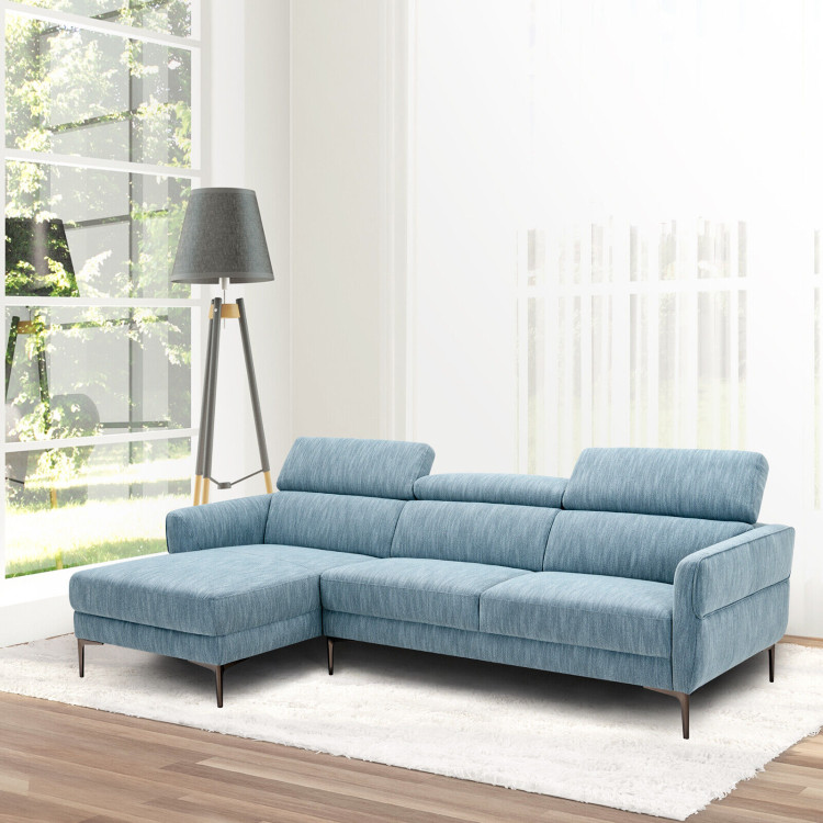 105 Inch L-Shaped Sofa Couch with 3 Adjustable Headrests-BlueCostway Gallery View 2 of 10