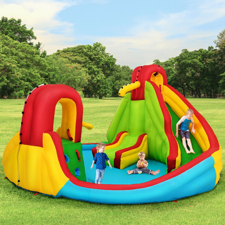 Kid's Inflatable Water Slide Bounce House with Climbing Wall and Pool Without BlowerCostway Gallery View 2 of 13