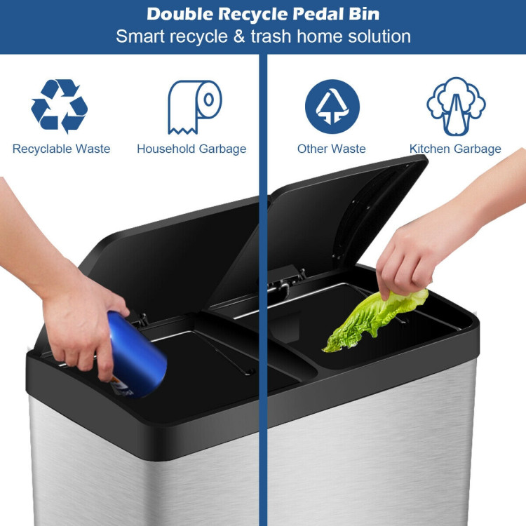 2/3 Tier Kitchen Mobile Rubbish Bin Large Recycle Pedal Waste Trash Can  w/Wheels