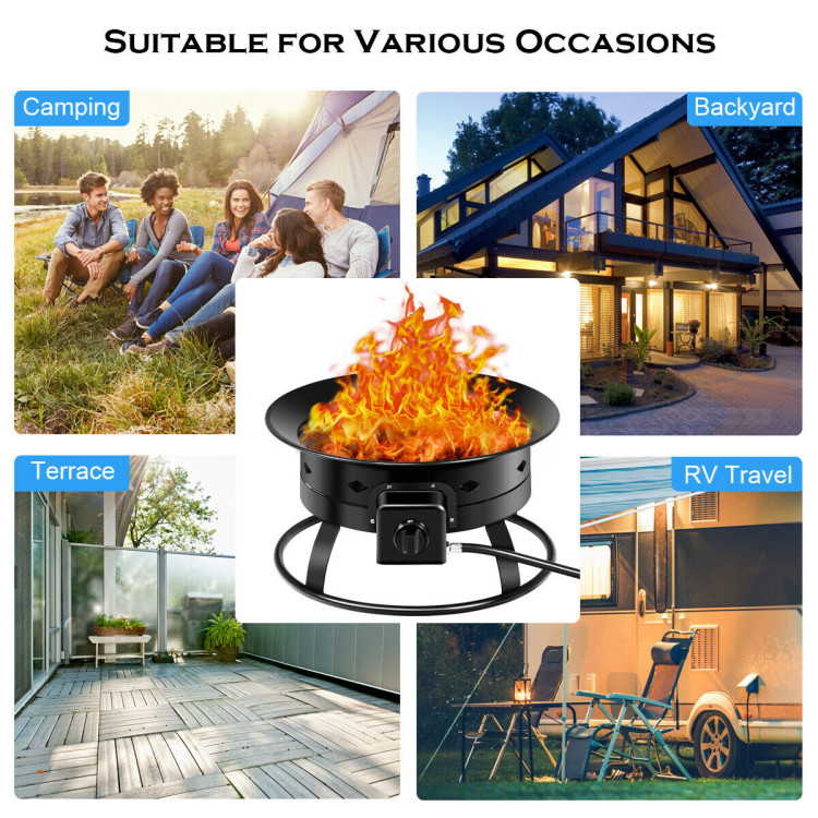 58,000BTU Firebowl Outdoor Portable Propane Gas Fire Pit with Cover and Carry KitCostway Gallery View 11 of 13