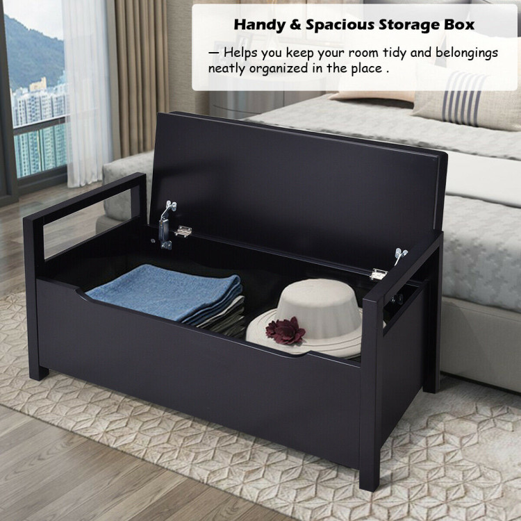 34.5 ×15.5 ×19.5 Inch Shoe Storage Bench with Cushion Seat for Entryway-BlackCostway Gallery View 3 of 11