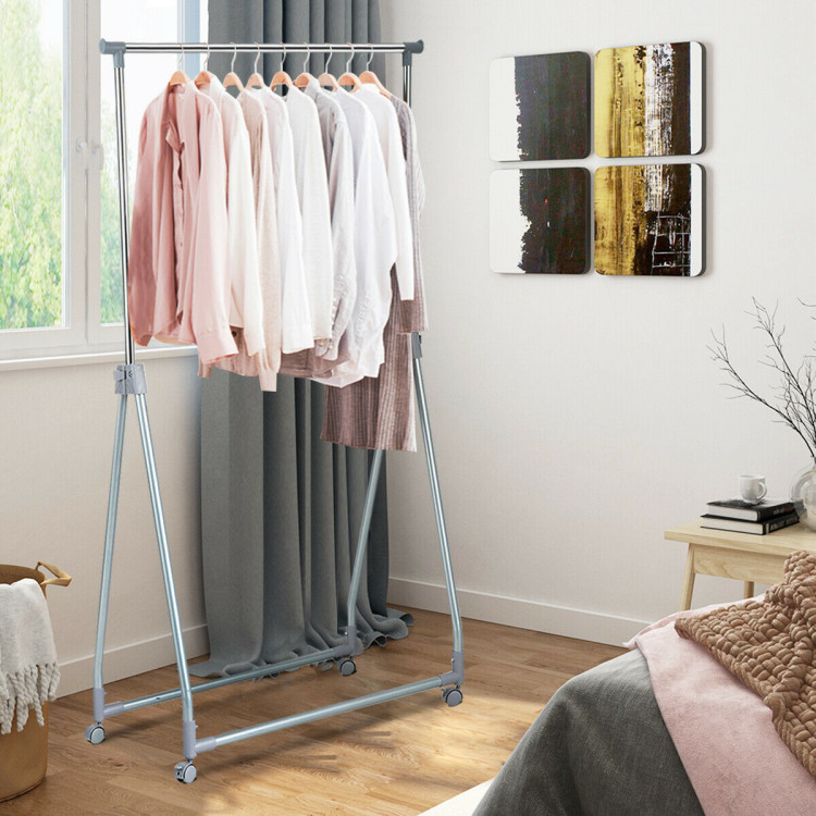 Extendable Foldable Heavy Duty Clothing Rack with Hanging RodCostway Gallery View 7 of 11