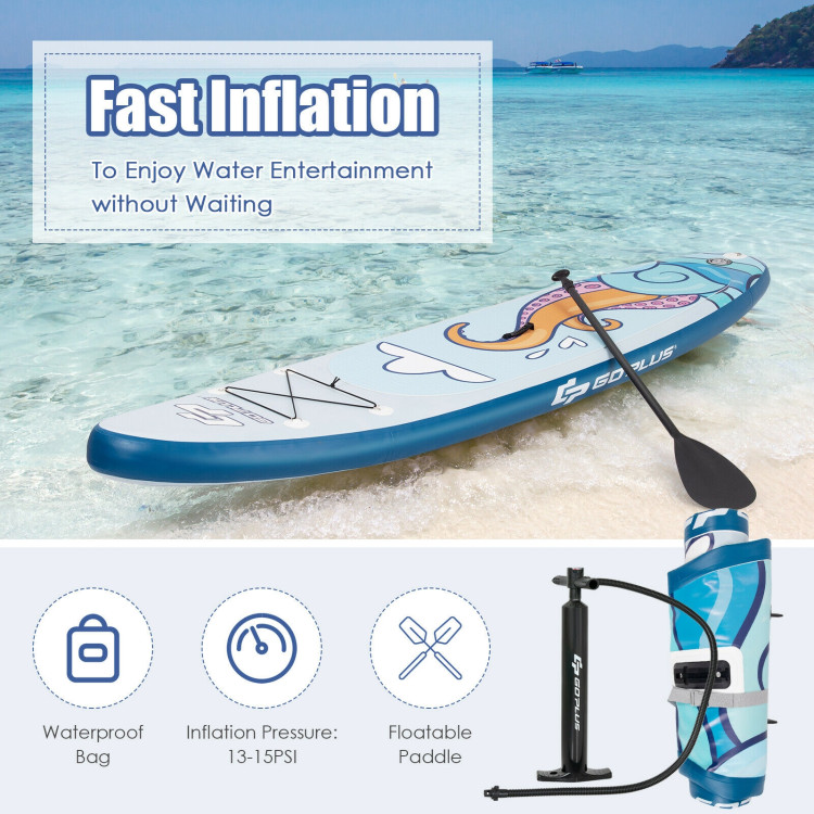 10.5 ft Inflatable Stand Up Paddle Board Surfboard with Aluminum Paddle Pump-10.5 ftCostway Gallery View 2 of 12