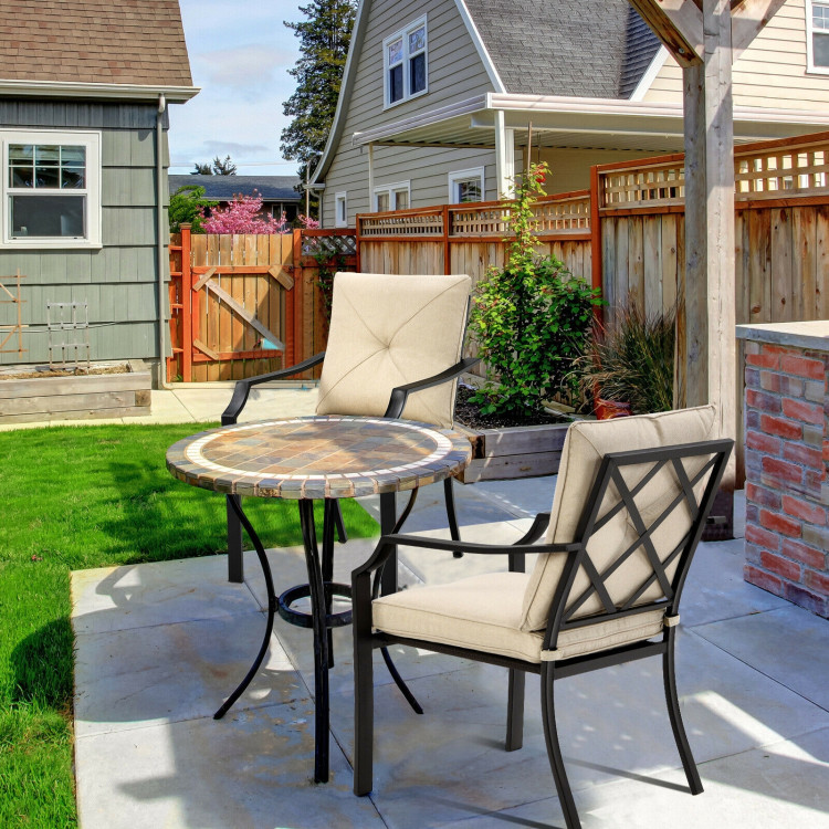 4 Pieces Outdoor Dining Set with Removable Cushions and Rustproof Steel FrameCostway Gallery View 8 of 12