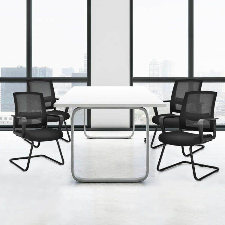Set of 2 Conference Chairs with Lumbar Support-BlackCostway Gallery View 8 of 12