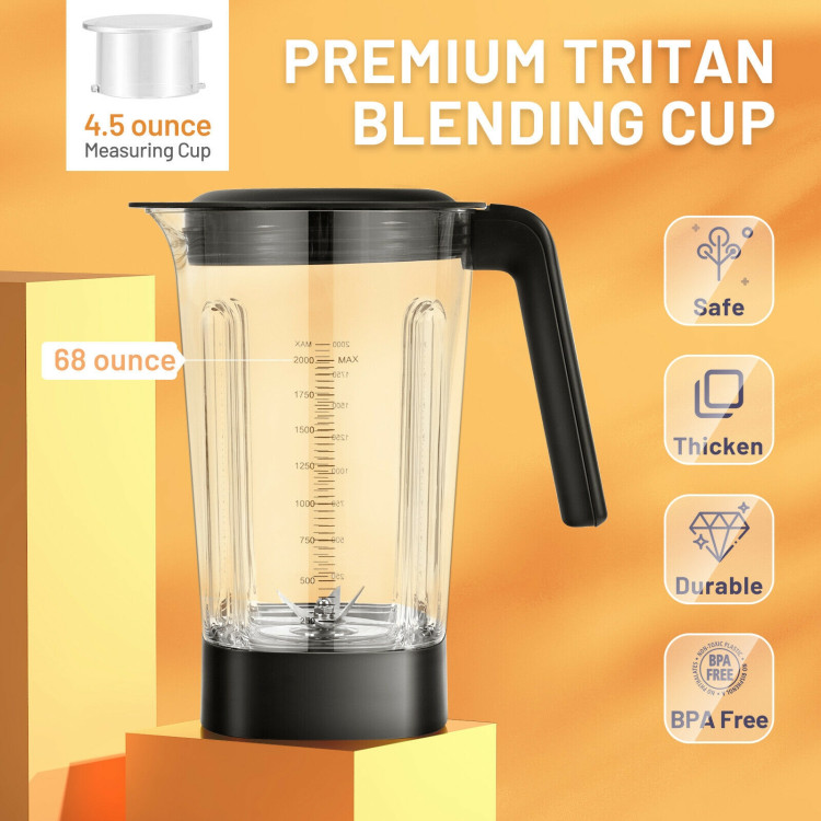 1500W 5-Speed Countertop Smoothie Blender with 5 Presets and 68oz Tritan Jar-SilverCostway Gallery View 6 of 10