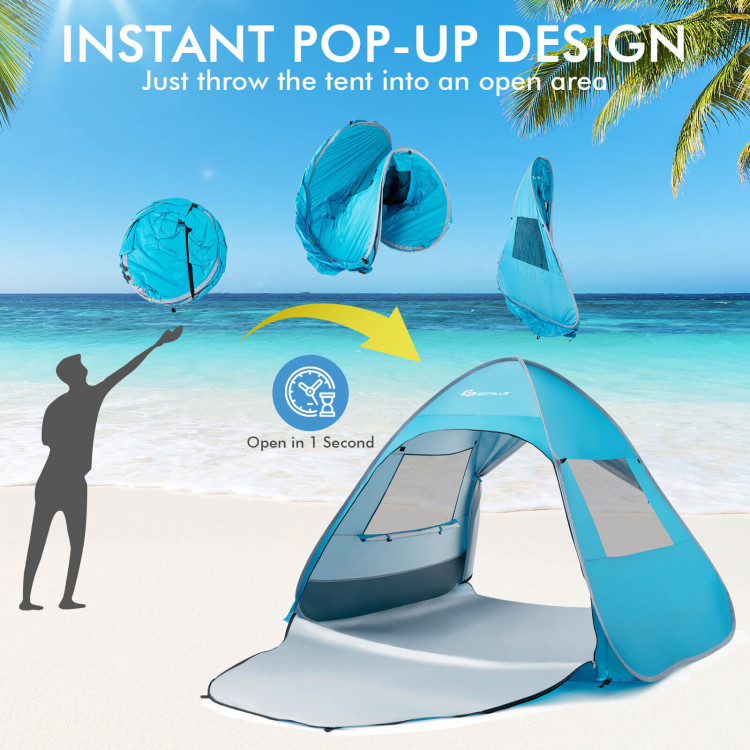 Automatic Pop-up Beach Tent with Carrying Bag-BlueCostway Gallery View 7 of 11